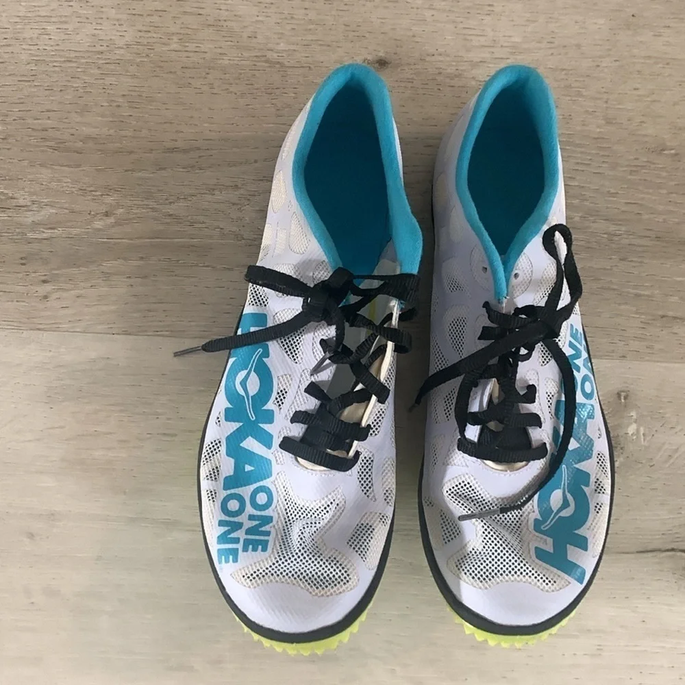 HOKA ONE ONE W ROCKET MD Track racing spikes. Size 10.5‎ teal blue white